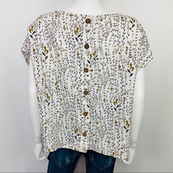 Cynthia Rowley 100% Linen Boho Floral Print Button-back Boxy Blouse Top - Picture 3 of 6